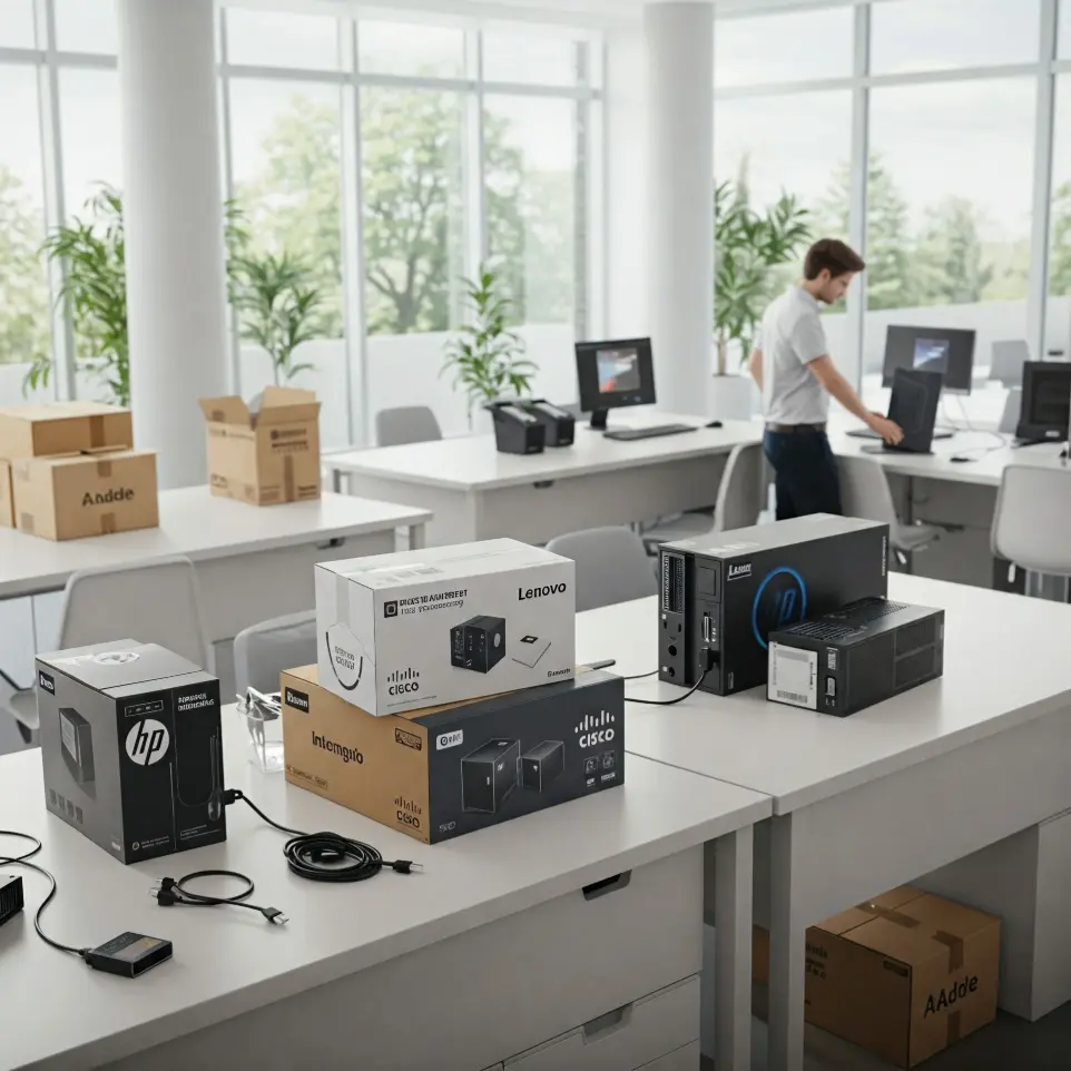 Kit de tecnología empresarial listo para entregar en oficina corporativa